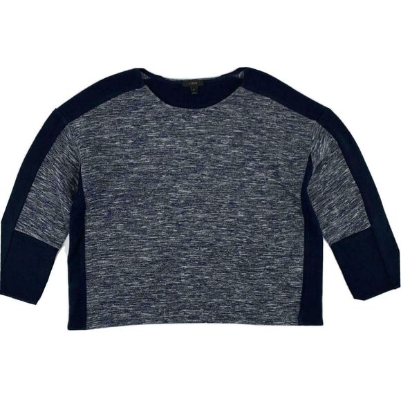 J. Crew Jasper Color Block Blue Wool Blend Oversize Top Womens Size Medium - Picture 1 of 6